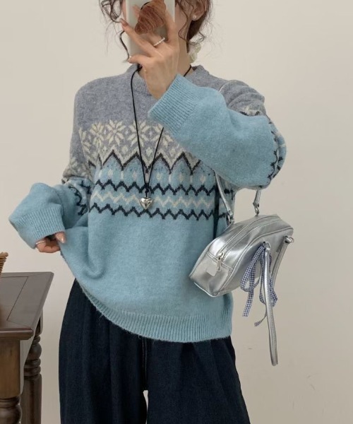 paravion（パラビオン）の「ノルディック柄ニット（ニット/セーター・レディース・グレー/ブルー/イエロー・FREE）」の12枚目の写真