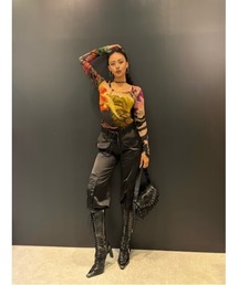LINA カーゴロングパンツ ブラック