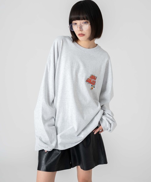 BEN DAVIS(ベンデイビス)の「∴WEGO/別注BENDAVISグラフィックロンT(Tシャツ/カットソー・メンズ・ブラック/アッシュグレー/ホワイト/スミクロ・MEDIUM/LARGE)」の4枚目の写真