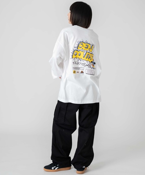 BEN DAVIS(ベンデイビス)の「∴WEGO/別注BENDAVISグラフィックロンT(Tシャツ/カットソー・メンズ・ブラック/アッシュグレー/ホワイト/スミクロ・MEDIUM/LARGE)」の8枚目の写真