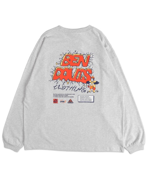 BEN DAVIS(ベンデイビス)の「∴WEGO/別注BENDAVISグラフィックロンT(Tシャツ/カットソー・メンズ・ブラック/アッシュグレー/ホワイト/スミクロ・MEDIUM/LARGE)」の21枚目の写真
