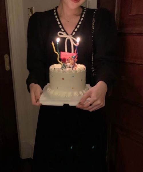 WEGO（ウィゴー）の「WEGO/ステッチリボンショートパフスリーブニット（ニット/セーター・レディース・パープル/レッド/ホワイト/ブラック・FREE）」の15枚目の写真