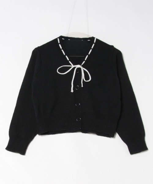 WEGO（ウィゴー）の「WEGO/ステッチリボンショートパフスリーブニット（ニット/セーター・レディース・パープル/レッド/ホワイト/ブラック・FREE）」の7枚目の写真