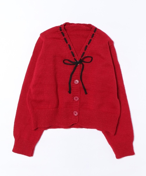 WEGO（ウィゴー）の「WEGO/ステッチリボンショートパフスリーブニット（ニット/セーター・レディース・パープル/レッド/ホワイト/ブラック・FREE）」の6枚目の写真