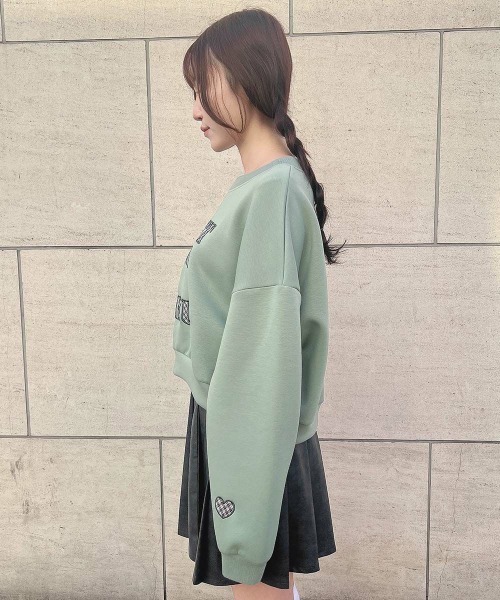 F i.n.t（フィント）の「チェック柄パッチワークスウェット/fint　フィント（スウェット・レディース・ブラック/ライトグリーン・FREE）」の7枚目の写真