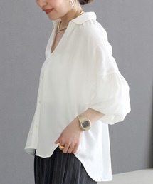 前開きスキッパーブラウス