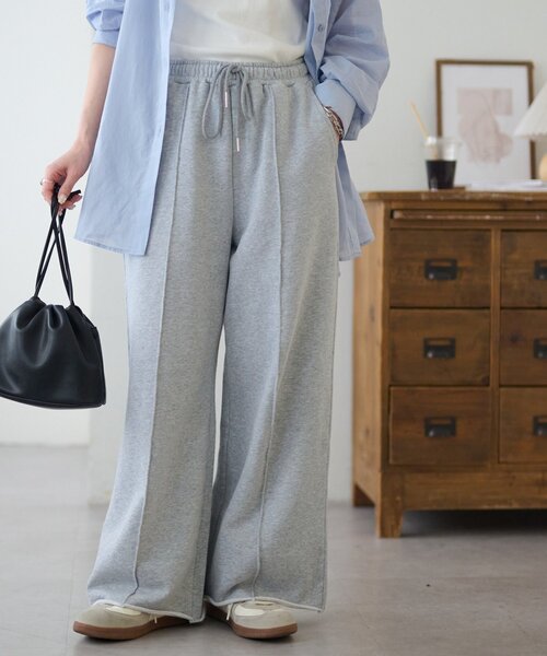 DISCOAT(ディスコート)の「【WEB限定】裏毛センタープレスワイドパンツ(その他パンツ・レディース・ライトベージュ/ライトグレー・SMALL/LARGE/MEDIUM)」の7枚目の写真