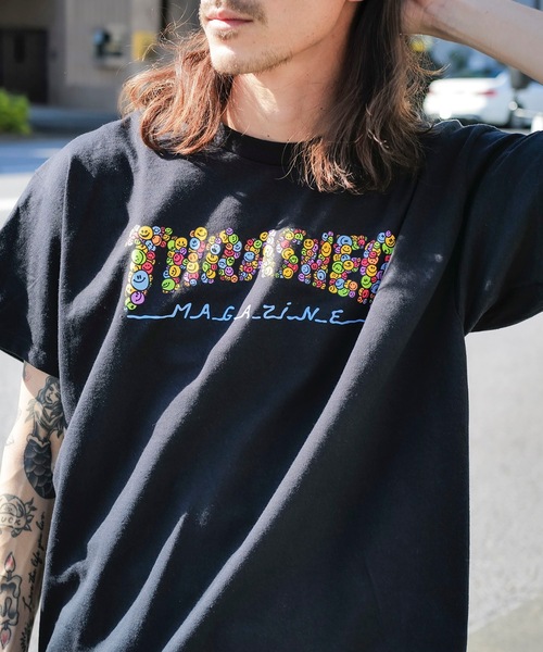 sheller シェリエ✨she Tシャツ　Tシャツ　ロゴ　トップス　ブラック THRASHER（スラッシャー） tシャツ 「THRASHER/スラッシャー」ワン