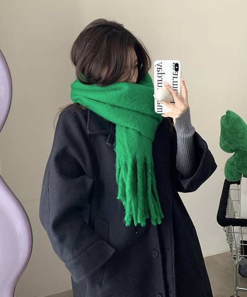 shopnikoniko(ショップニコニコ)の「マフラー 大判 フリンジ ボリュームマフラー(マフラー・レディース・ピンク/グリーン/ベージュ/ブルー/ライトブルー/ブラック/ホワイト・フリー)」の12枚目の写真