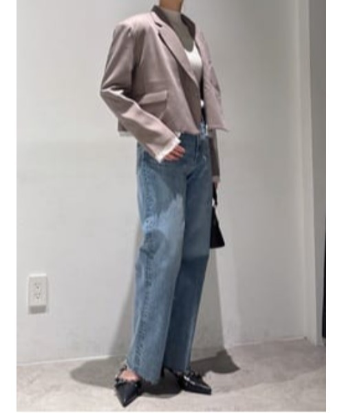 crie conforto（クリーコンフォルト）の「カットオフショートジャケット アウター / 羽織り / 秋服（テーラードジャケット・レディース・ブラック/グレイッシュベージュ・FREE）」の16枚目の写真