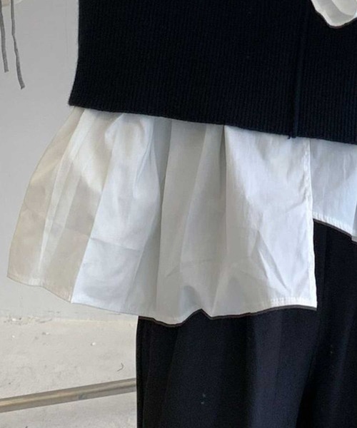 袖ﾌﾚｱ裾ﾄﾞｯｷﾝｸﾞﾚｲﾔｰﾄﾞﾆｯﾄﾄｯﾌﾟｽ（ニット/セーター）｜CADBURY（キャドバリー）