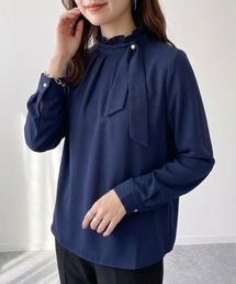 フリルスタンドカラーブラウス