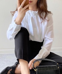 フリルスタンドカラーブラウス