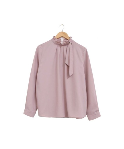 aquagarage（アクアガレージ）の「フリルスタンドカラーブラウス（シャツ/ブラウス・レディース・ピンク/ネイビー/ホワイト・M/L）」の8枚目の写真