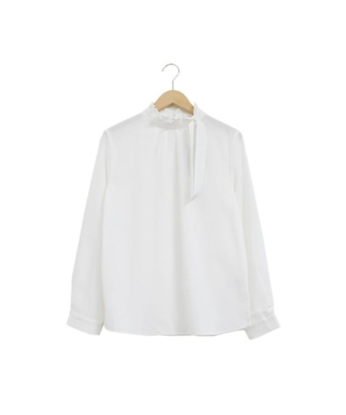 aquagarage（アクアガレージ）の「フリルスタンドカラーブラウス（シャツ/ブラウス・レディース・ピンク/ネイビー/ホワイト・M/L）」の10枚目の写真