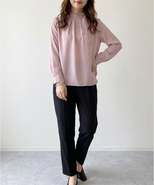 aquagarage（アクアガレージ）の「フリルスタンドカラーブラウス（シャツ/ブラウス・レディース・ピンク/ネイビー/ホワイト・M/L）」の15枚目の写真