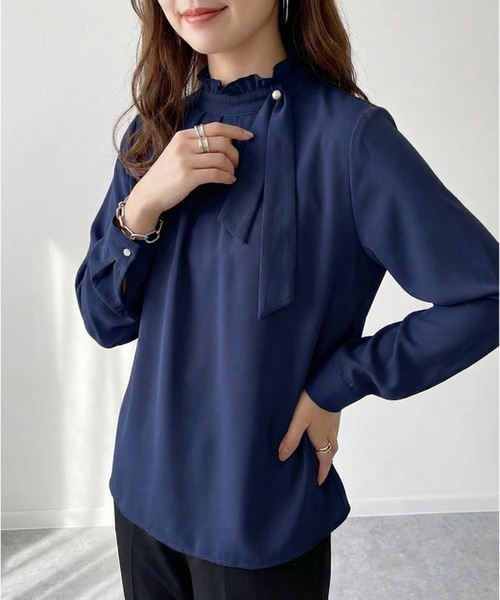 aquagarage（アクアガレージ）の「フリルスタンドカラーブラウス（シャツ/ブラウス・レディース・ピンク/ネイビー/ホワイト・M/L）」の18枚目の写真