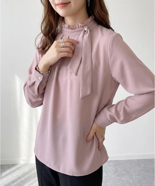 aquagarage（アクアガレージ）の「フリルスタンドカラーブラウス（シャツ/ブラウス・レディース・ピンク/ネイビー/ホワイト・M/L）」の13枚目の写真