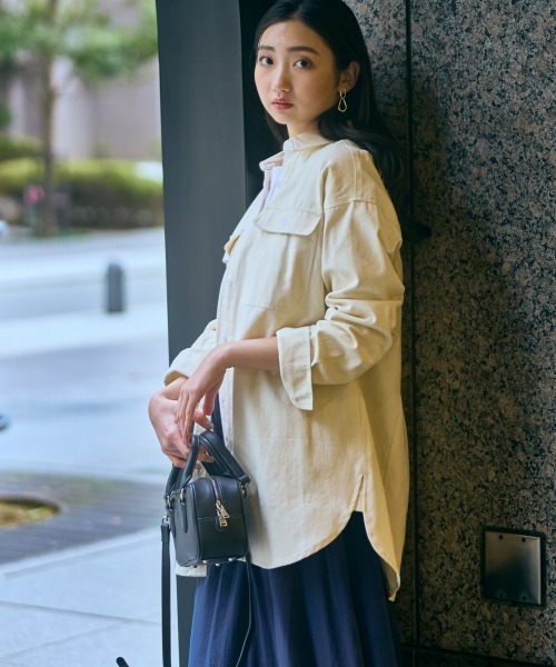 slattgir(スラットジール)の「高身長 デニムシャツ(トールサイズ)Essenave(シャツ/ブラウス・レディース・キナリ/ブルー系/ブラック/ネイビー・TM/TL/TLL/T3L/T4L/T5L)」の5枚目の写真