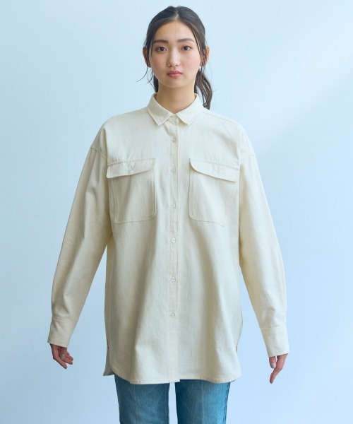 slattgir(スラットジール)の「高身長 デニムシャツ(トールサイズ)Essenave(シャツ/ブラウス・レディース・キナリ/ブルー系/ブラック/ネイビー・TM/TL/TLL/T3L/T4L/T5L)」の16枚目の写真
