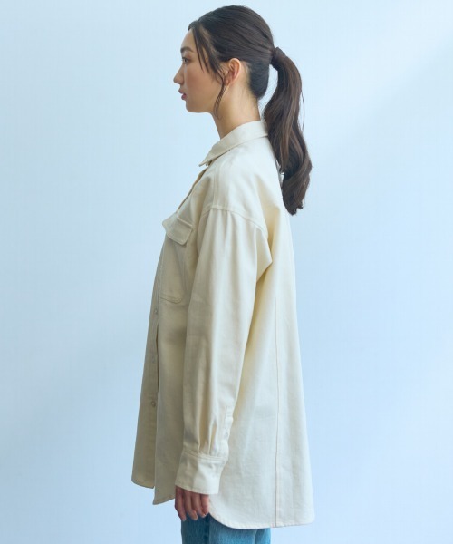 slattgir(スラットジール)の「高身長 デニムシャツ(トールサイズ)Essenave(シャツ/ブラウス・レディース・キナリ/ブルー系/ブラック/ネイビー・TM/TL/TLL/T3L/T4L/T5L)」の17枚目の写真