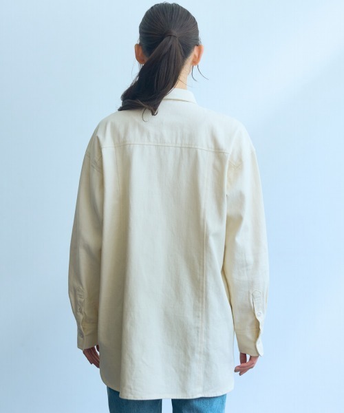 slattgir(スラットジール)の「高身長 デニムシャツ(トールサイズ)Essenave(シャツ/ブラウス・レディース・キナリ/ブルー系/ブラック/ネイビー・TM/TL/TLL/T3L/T4L/T5L)」の18枚目の写真