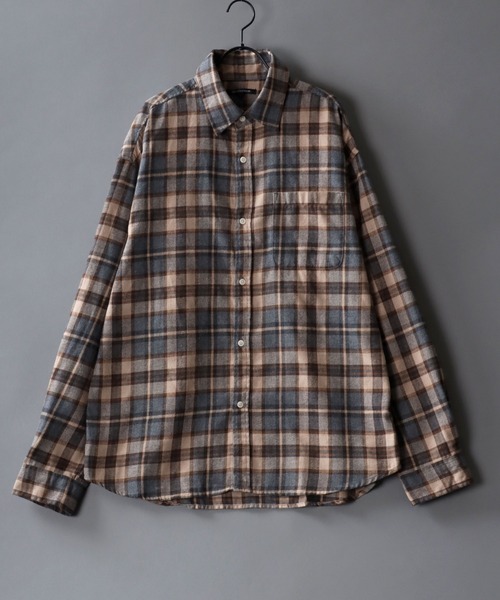 SITRY(シトリー)の「Check Shirt/チェックシャツ ネルチェックシャツ ネルシャツ(シャツ/ブラウス・メンズ・ベージュ/ブルー/ブラウン・L/M)」の1枚目の写真