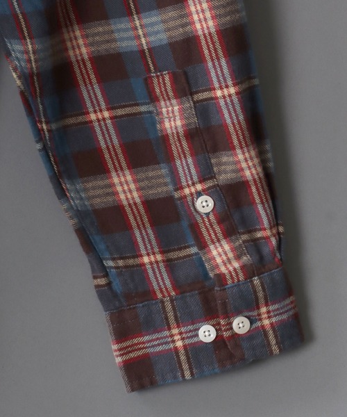 SITRY(シトリー)の「Check Shirt/チェックシャツ ネルチェックシャツ ネルシャツ(シャツ/ブラウス・メンズ・ベージュ/ブルー/ブラウン・L/M)」の9枚目の写真