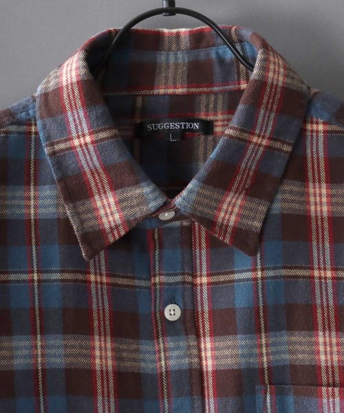 SITRY(シトリー)の「Check Shirt/チェックシャツ ネルチェックシャツ ネルシャツ(シャツ/ブラウス・メンズ・ベージュ/ブルー/ブラウン・L/M)」の5枚目の写真