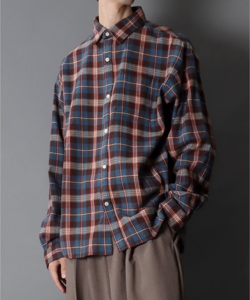 SITRY(シトリー)の「Check Shirt/チェックシャツ ネルチェックシャツ ネルシャツ(シャツ/ブラウス・メンズ・ベージュ/ブルー/ブラウン・L/M)」の20枚目の写真