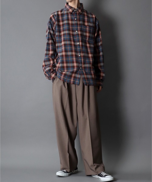 SITRY(シトリー)の「Check Shirt/チェックシャツ ネルチェックシャツ ネルシャツ(シャツ/ブラウス・メンズ・ベージュ/ブルー/ブラウン・L/M)」の22枚目の写真