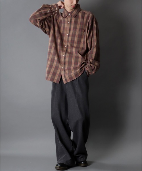 SITRY(シトリー)の「Check Shirt/チェックシャツ ネルチェックシャツ ネルシャツ(シャツ/ブラウス・メンズ・ベージュ/ブルー/ブラウン・L/M)」の16枚目の写真