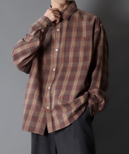 SITRY(シトリー)の「Check Shirt/チェックシャツ ネルチェックシャツ ネルシャツ(シャツ/ブラウス・メンズ・ベージュ/ブルー/ブラウン・L/M)」の14枚目の写真