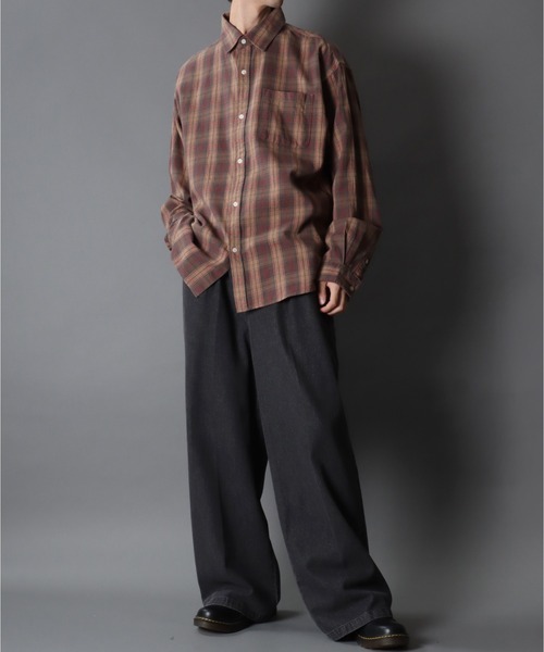 SITRY(シトリー)の「Check Shirt/チェックシャツ ネルチェックシャツ ネルシャツ(シャツ/ブラウス・メンズ・ベージュ/ブルー/ブラウン・L/M)」の15枚目の写真