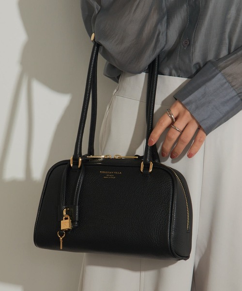 CHRISTIAN VILLA(クリスチャンヴィラ)の「【CHRISTIAN VILLA】ロングハンドル ボストンバッグ PEGGY 6228(ボストンバッグ・レディース・グレイッシュベージュ/ライトグレー/ブラック・FREE)」の2枚目の写真