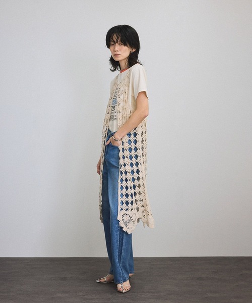 SALON adam et rope'（サロン アダム エ ロペ）の「クロシェニットワンピース（ワンピース・レディース・ブラック/キナリ・FREE）」の15枚目の写真