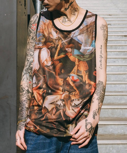 Subciety(サブサエティ)の「Patterned tank top(タンクトップ・メンズ・ブラック/マルチ/カモフラージュ/ベージュ・X-LARGE/LARGE/MEDIUM/SMALL)」の4枚目の写真