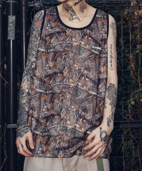 Subciety(サブサエティ)の「Patterned tank top(タンクトップ・メンズ・ブラック/マルチ/カモフラージュ/ベージュ・X-LARGE/LARGE/MEDIUM/SMALL)」の1枚目の写真