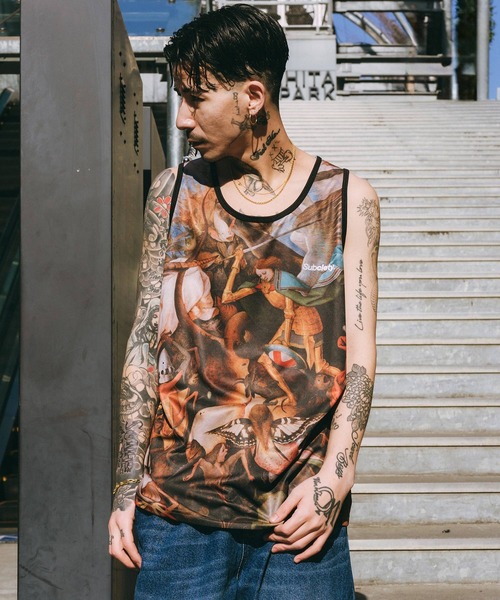 Subciety(サブサエティ)の「Patterned tank top(タンクトップ・メンズ・ブラック/マルチ/カモフラージュ/ベージュ・X-LARGE/LARGE/MEDIUM/SMALL)」の17枚目の写真
