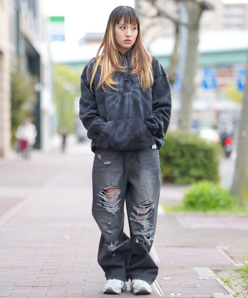 RAD CHILL OFF THE HOOK（ラッドチルオブザフック）の「RAD CHILL OFF THE HOOK ダメージワイドデニム（デニムパンツ・メンズ・ブラック・MEDIUM/LARGE）」の10枚目の写真