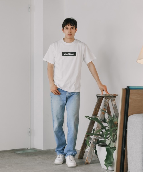 WILD THINGS（ワイルドシングス）の「WILD THINGS/ワイルドシングス BOX LOGO TEE クルーネック 半袖Tシャツ ボックスロゴ（Tシャツ/カットソー・メンズ・ホワイト/ブラック・M/L/XL）」の11枚目の写真
