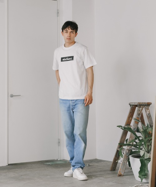 WILD THINGS（ワイルドシングス）の「WILD THINGS/ワイルドシングス BOX LOGO TEE クルーネック 半袖Tシャツ ボックスロゴ（Tシャツ/カットソー・メンズ・ホワイト/ブラック・M/L/XL）」の8枚目の写真