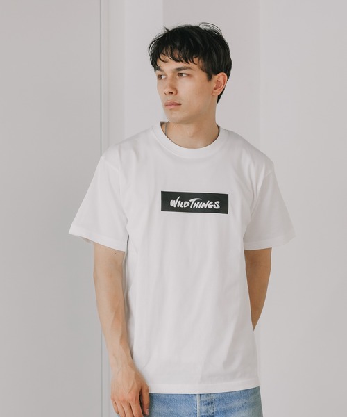WILD THINGS（ワイルドシングス）の「WILD THINGS/ワイルドシングス BOX LOGO TEE クルーネック 半袖Tシャツ ボックスロゴ（Tシャツ/カットソー・メンズ・ホワイト/ブラック・M/L/XL）」の15枚目の写真