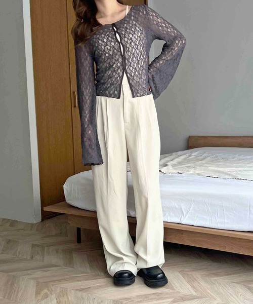 apres jour clair】フレアスリーブレースカーディガン（カーディガン