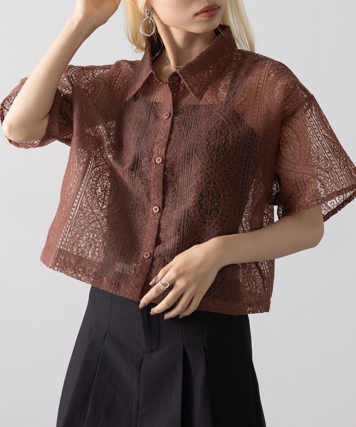 deres half sleeve blouseハーフスリーブブラウス　ブラウン 070A2702.jpg?v=1711967455&