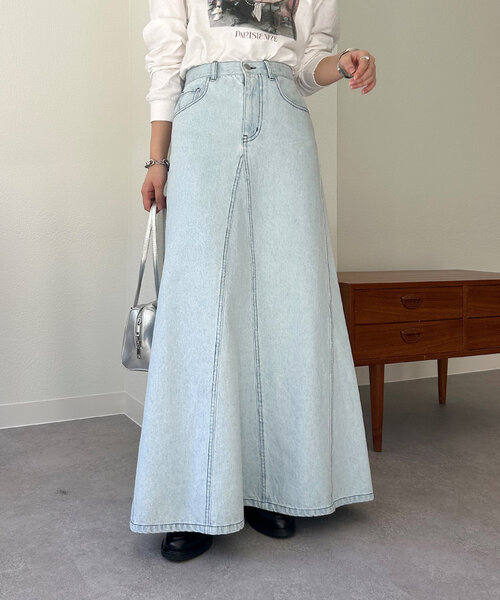 mystic(ミスティック)の「パネルデニムスカート(デニムスカート・レディース・ブルー/ネイビー・1/2)」の3枚目の写真