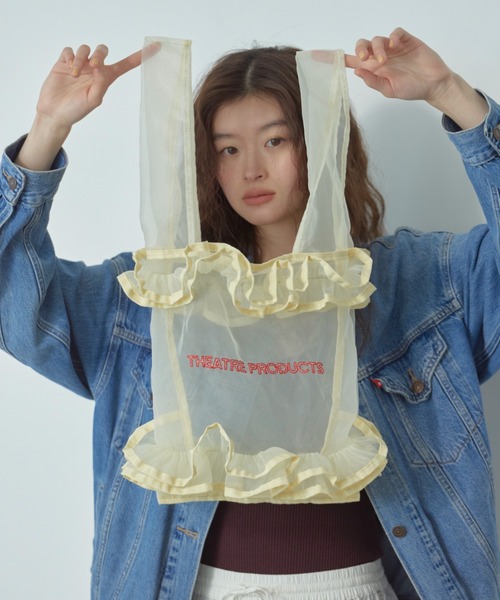 THEATRE PRODUCTS（シアタープロダクツ）の「オーガンジーフリルトートバッグ（トートバッグ・レディース・ブラック/アイボリー・FREE）」の2枚目の写真