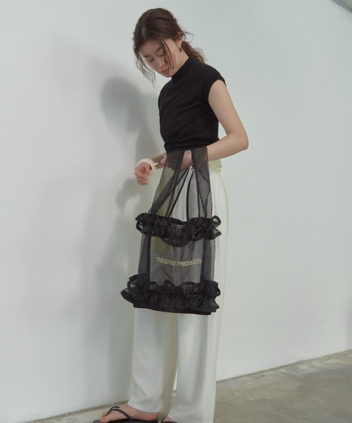 THEATRE PRODUCTS（シアタープロダクツ）の「オーガンジーフリルトートバッグ（トートバッグ・レディース・ブラック/アイボリー・FREE）」の10枚目の写真
