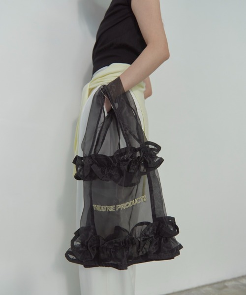 THEATRE PRODUCTS（シアタープロダクツ）の「オーガンジーフリルトートバッグ（トートバッグ・レディース・ブラック/アイボリー・FREE）」の9枚目の写真