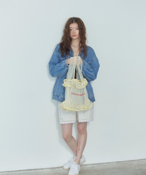 THEATRE PRODUCTS（シアタープロダクツ）の「オーガンジーフリルトートバッグ（トートバッグ・レディース・ブラック/アイボリー・FREE）」の7枚目の写真